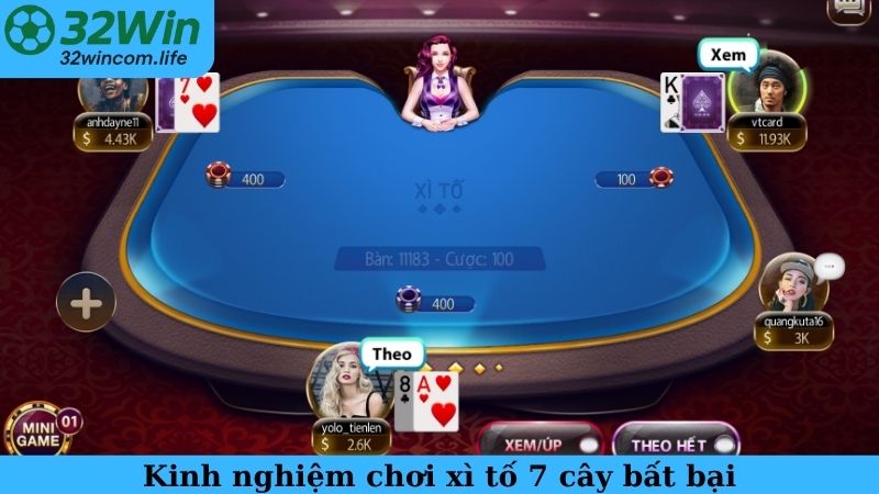 Kinh nghiệm chơi xì tố 7 cây bất bại