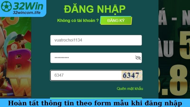 Hoàn tất thông tin theo form mẫu khi đăng nhập